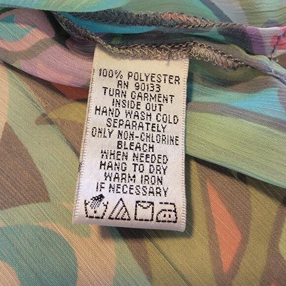 Bob Mackie Wearable Art Vest Colorful Semi Sheer Cover Up Sz L Butterfly Floral - Picture 6 of 6